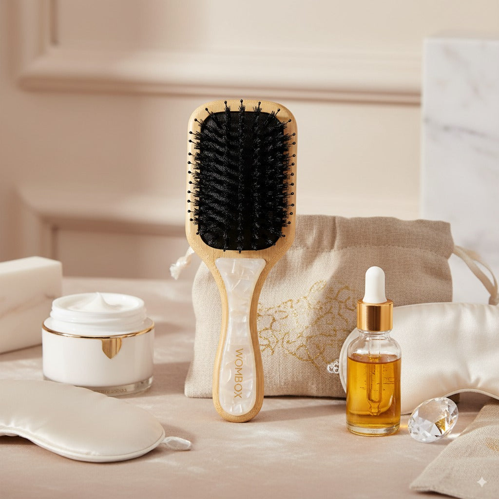 White Bamboo Paddle brush in Morning Dew