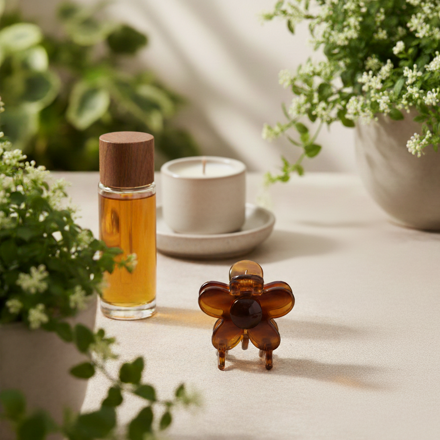 Brown Mini Flower Clip