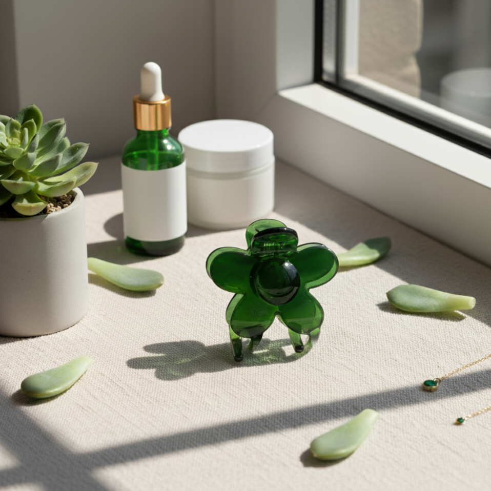 Green Mini Flower Clip