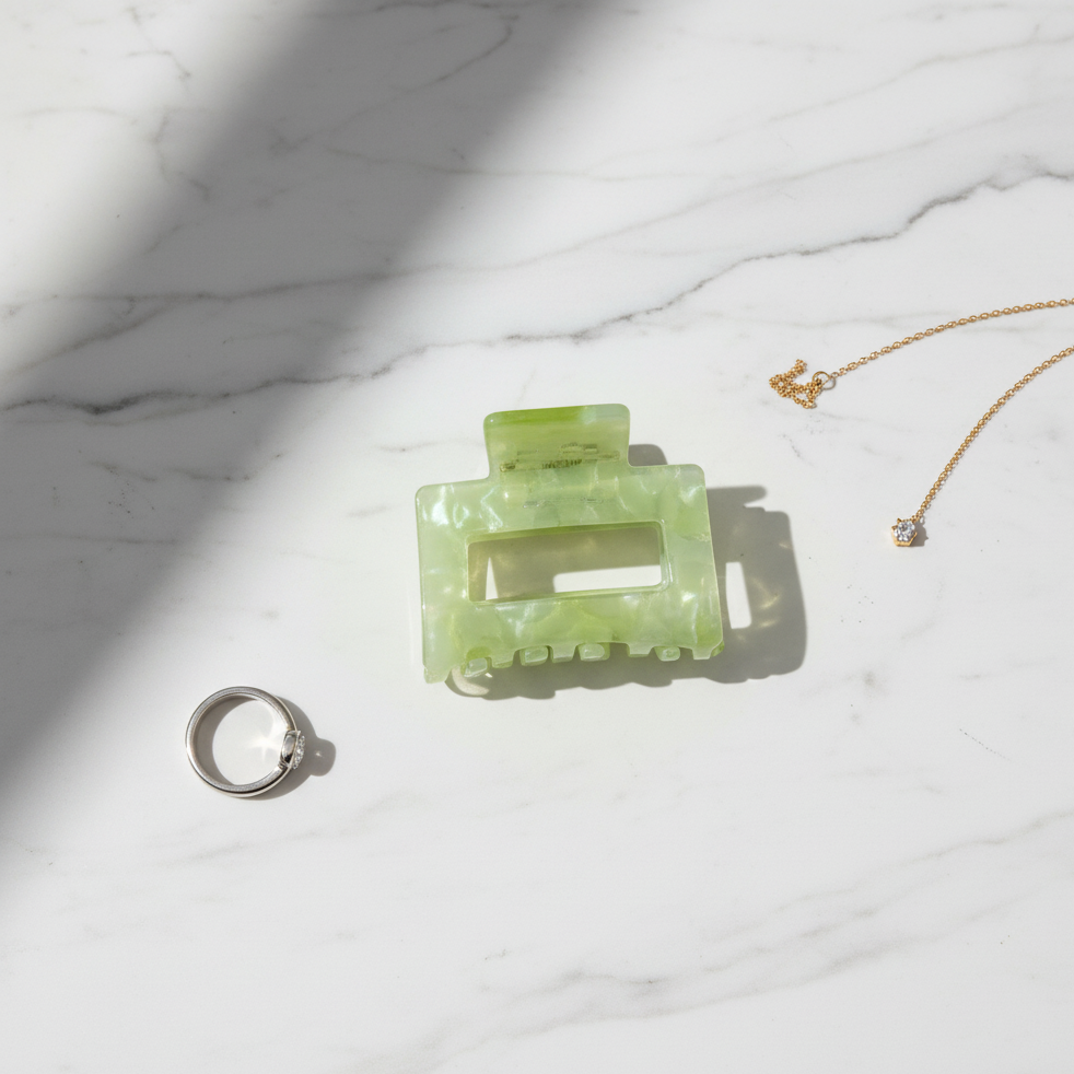 Green Mini square Hair Clip in Lime Sorbet