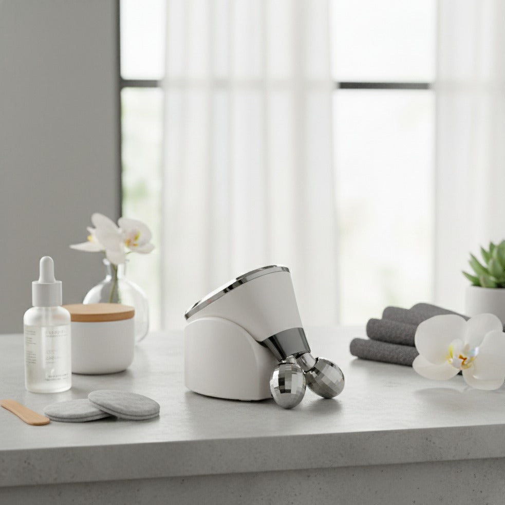 White 3D Roller Face Massager