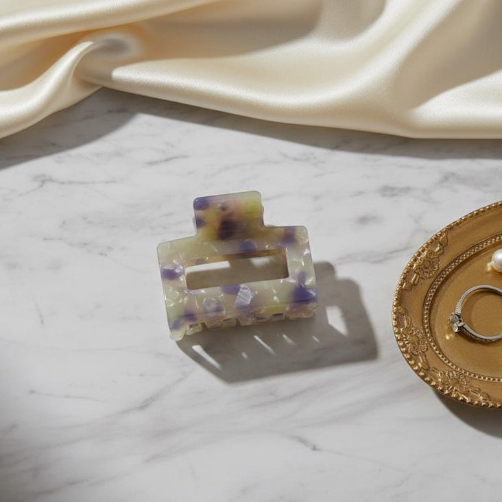 Violet Mini square Hair Clip in Dream Garden