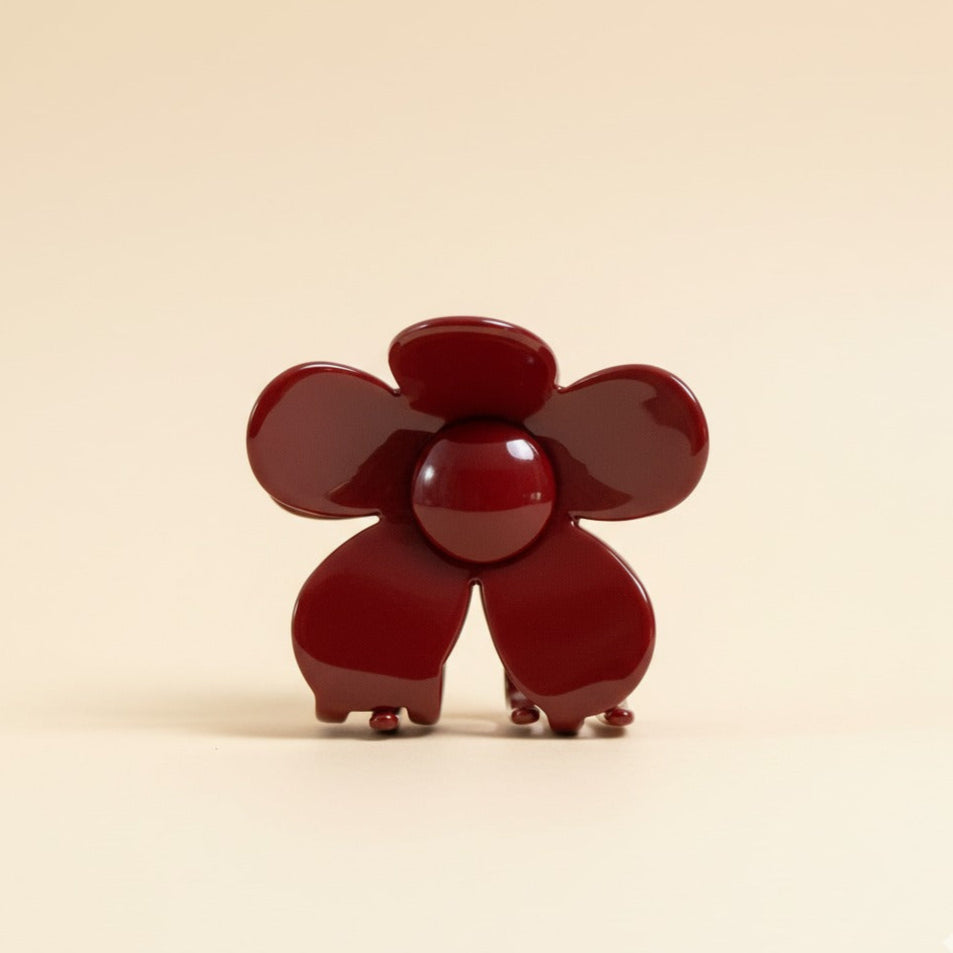 Red Flower Hair Clip Garnet