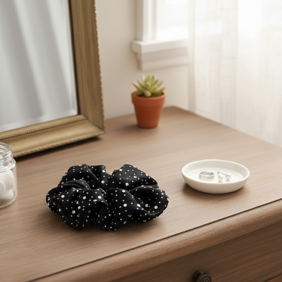 Black Scrunchie Midnight Sparkle