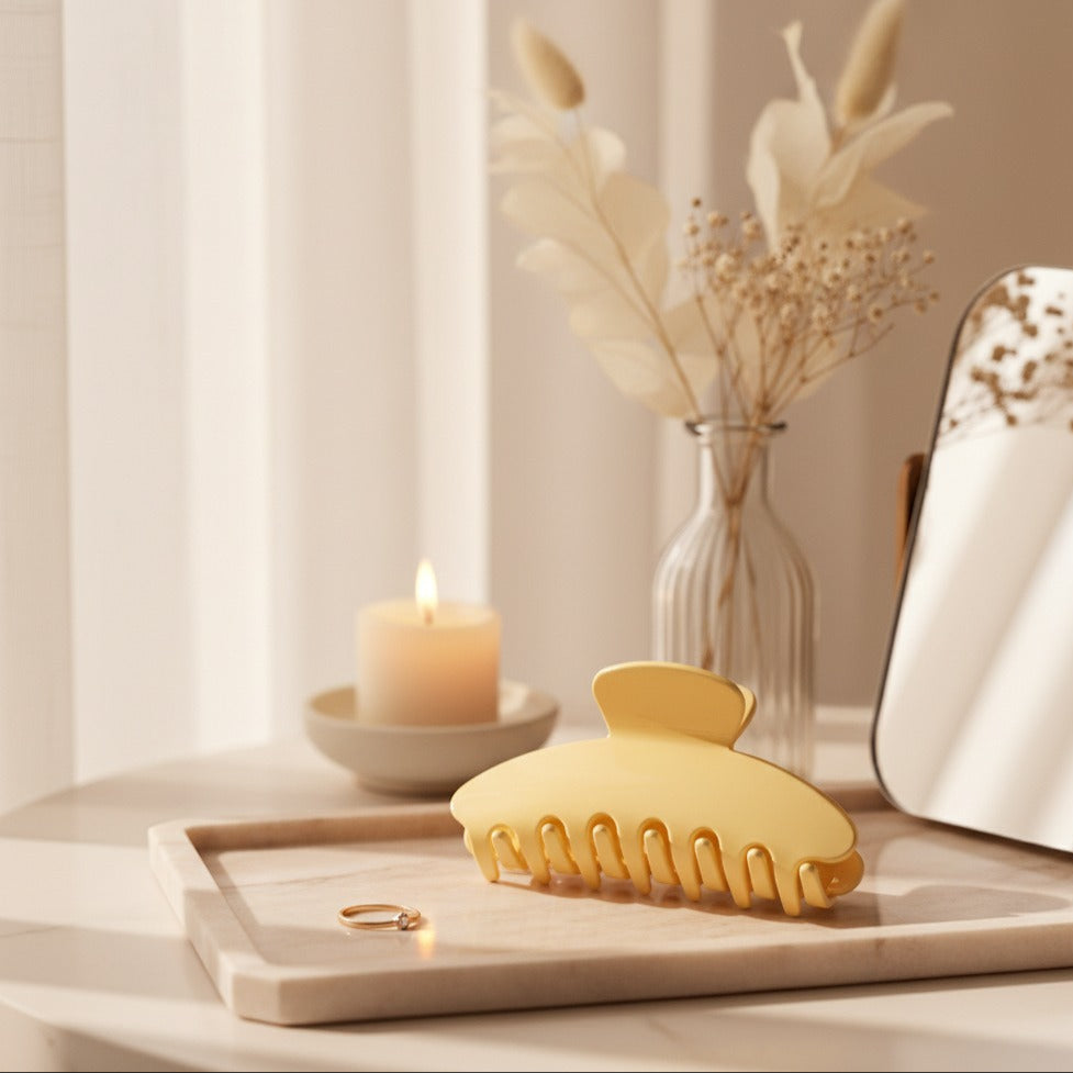 Yellow Belle Hair Clip in Butter Cream