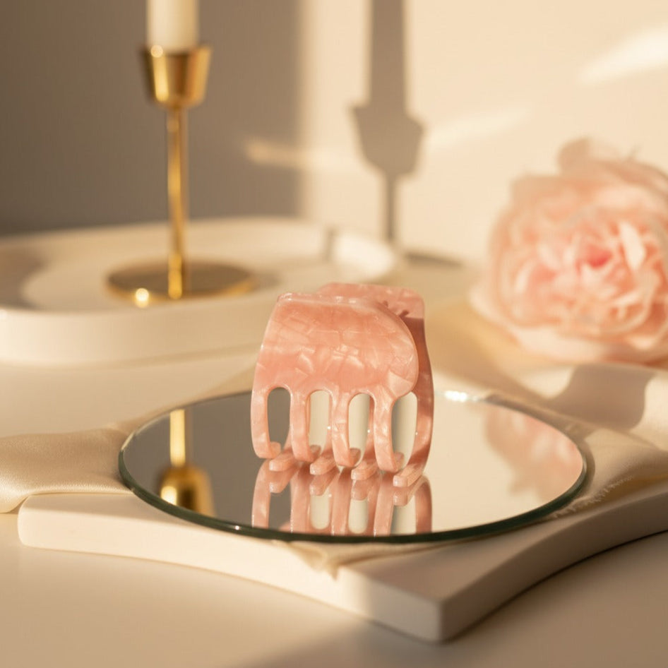 Pink Mini Claw Hair Clip in Rosy Glow