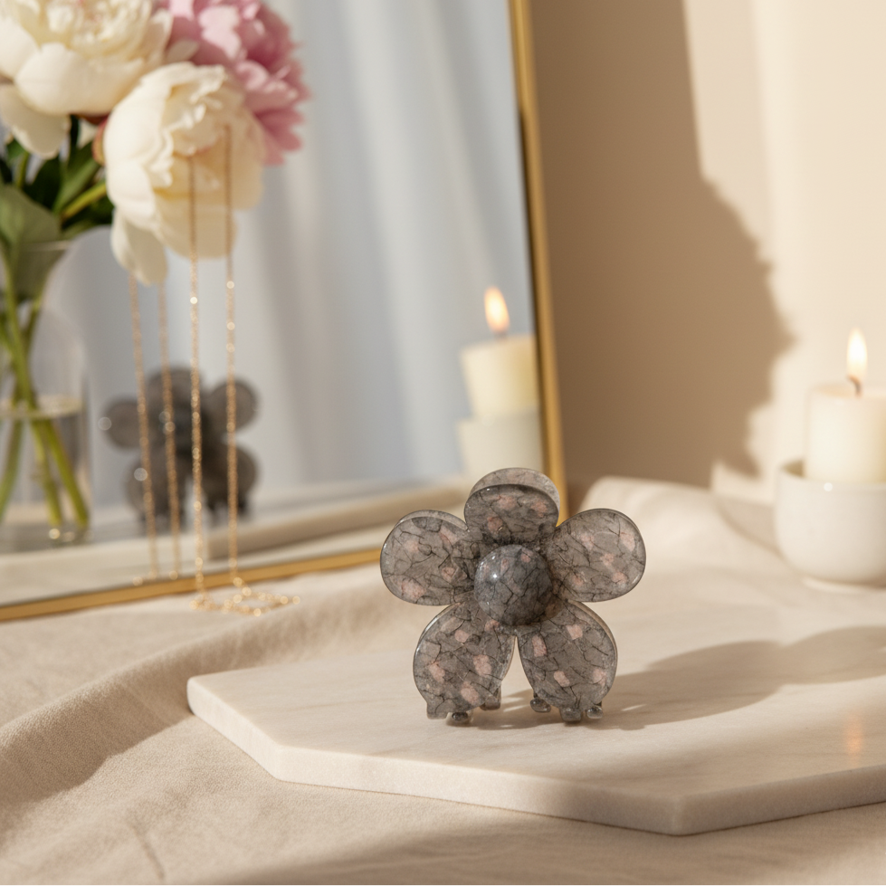 Beige Flower Hair Clip Mist