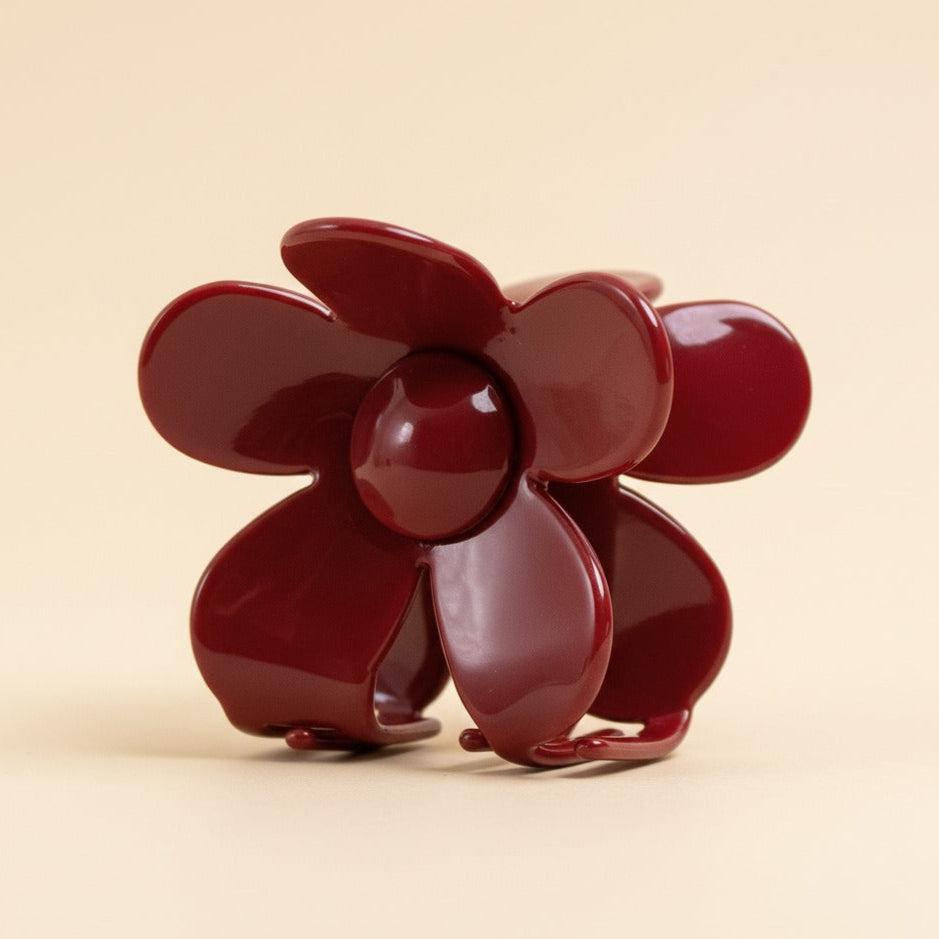 Red Flower Hair Clip Garnet
