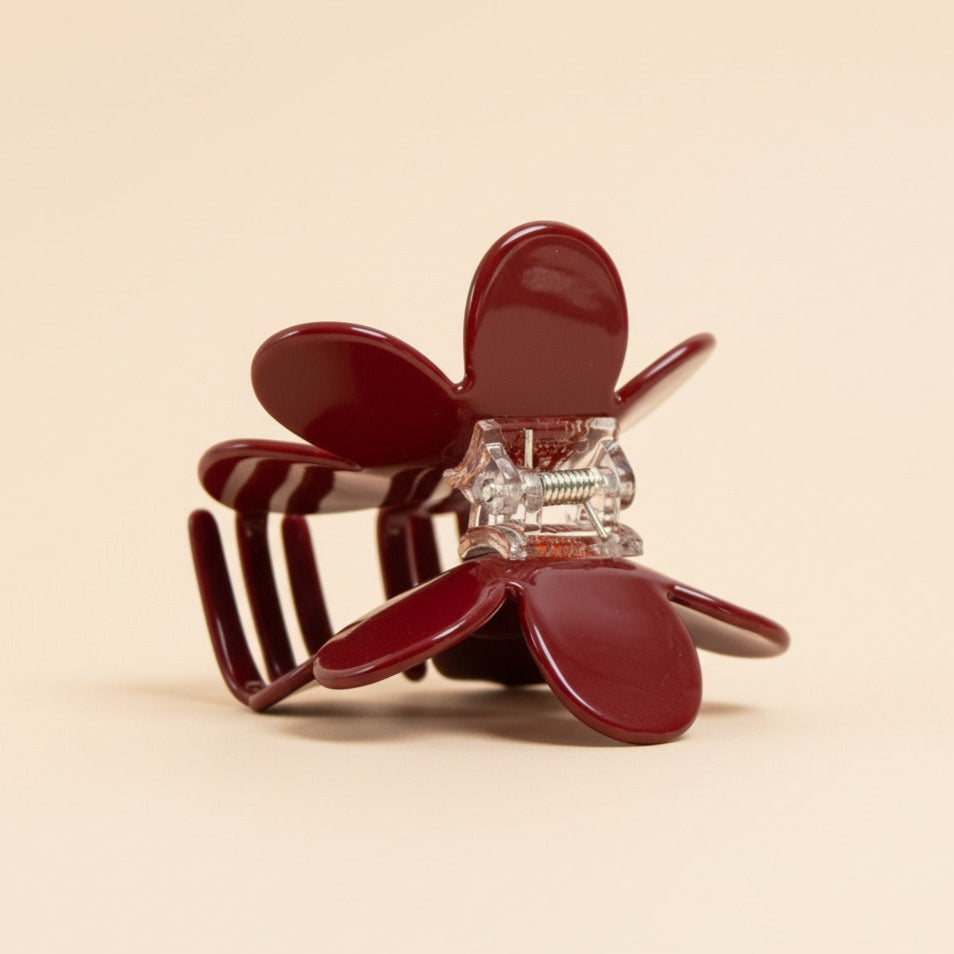 Red Flower Hair Clip Garnet