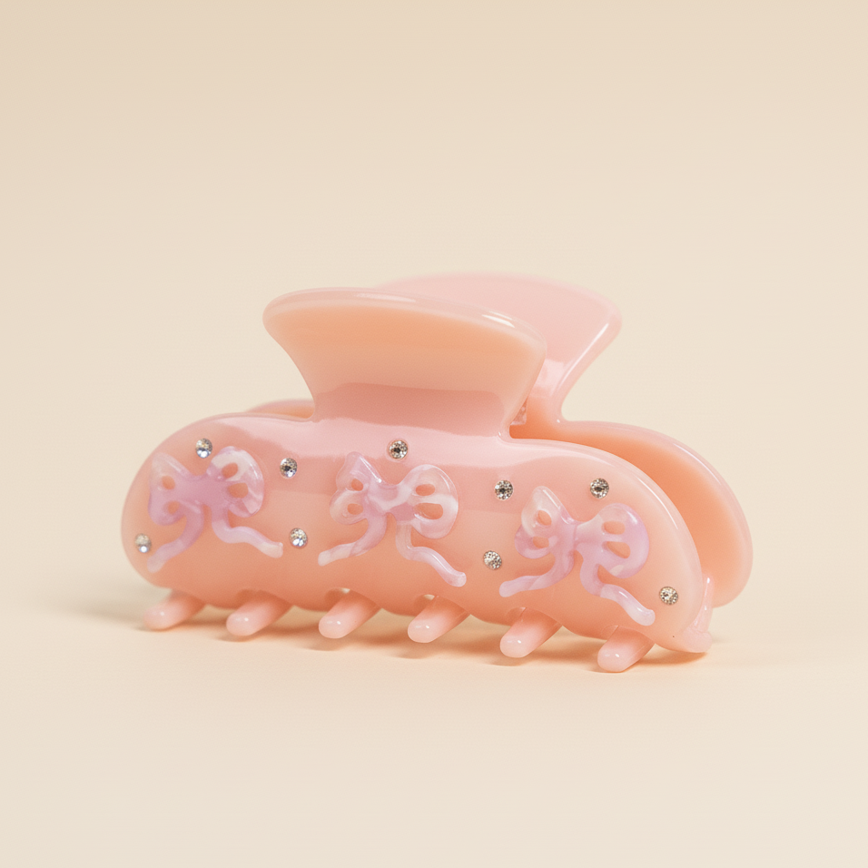 Pink Belle Hair Clip in Blush Ribbon
