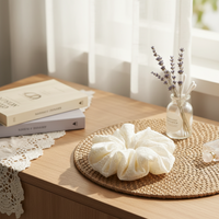 Beige Cloud Eyelet Scrunchie