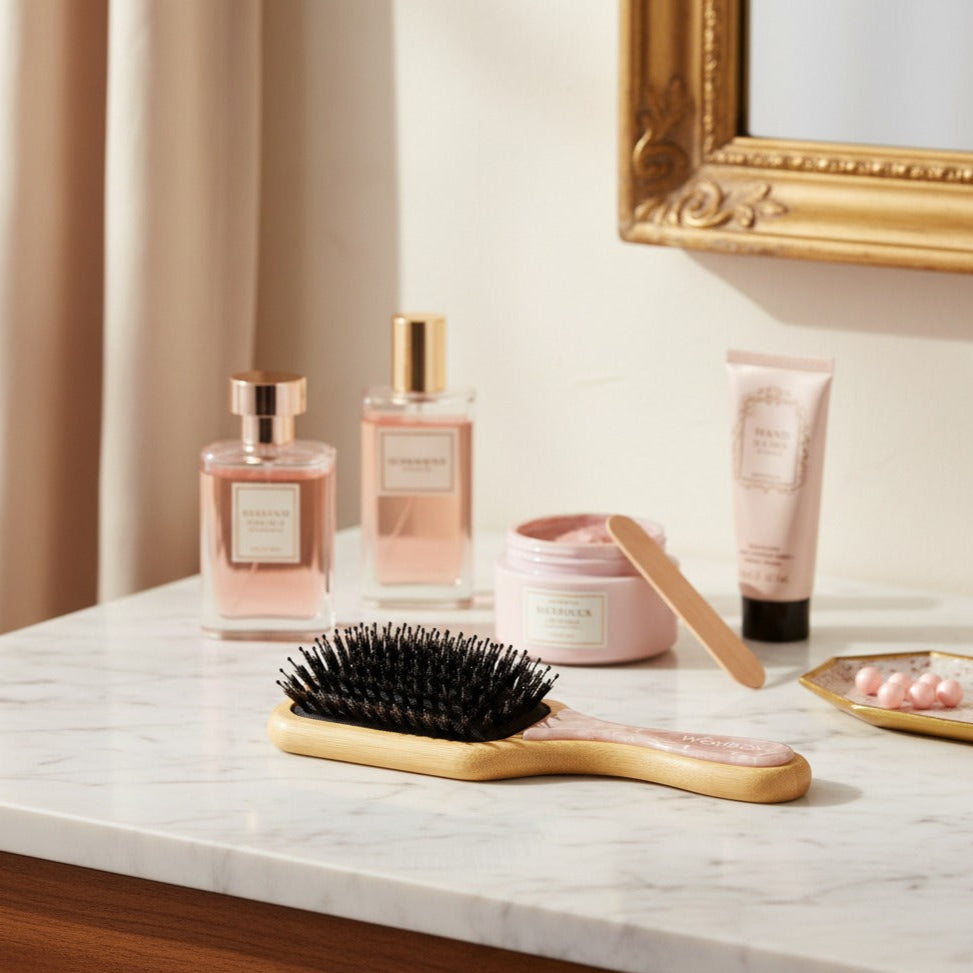 Pink Bamboo Paddle brush in Rosy Glow