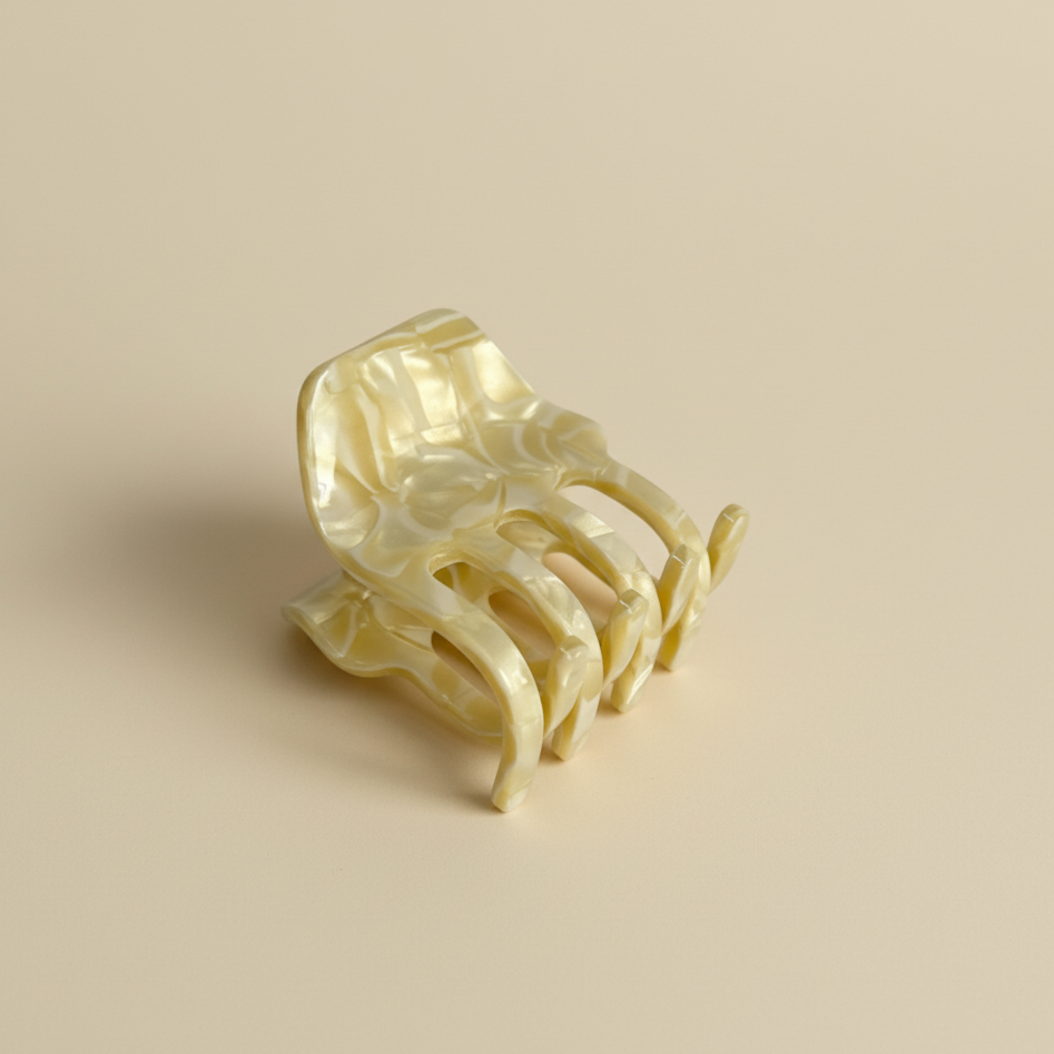Beige mini artigli clip in marmo beige