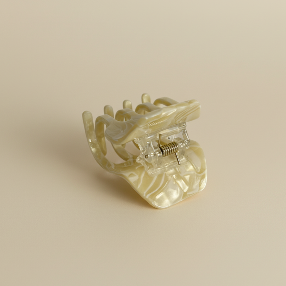 Beige mini artigli clip in marmo beige