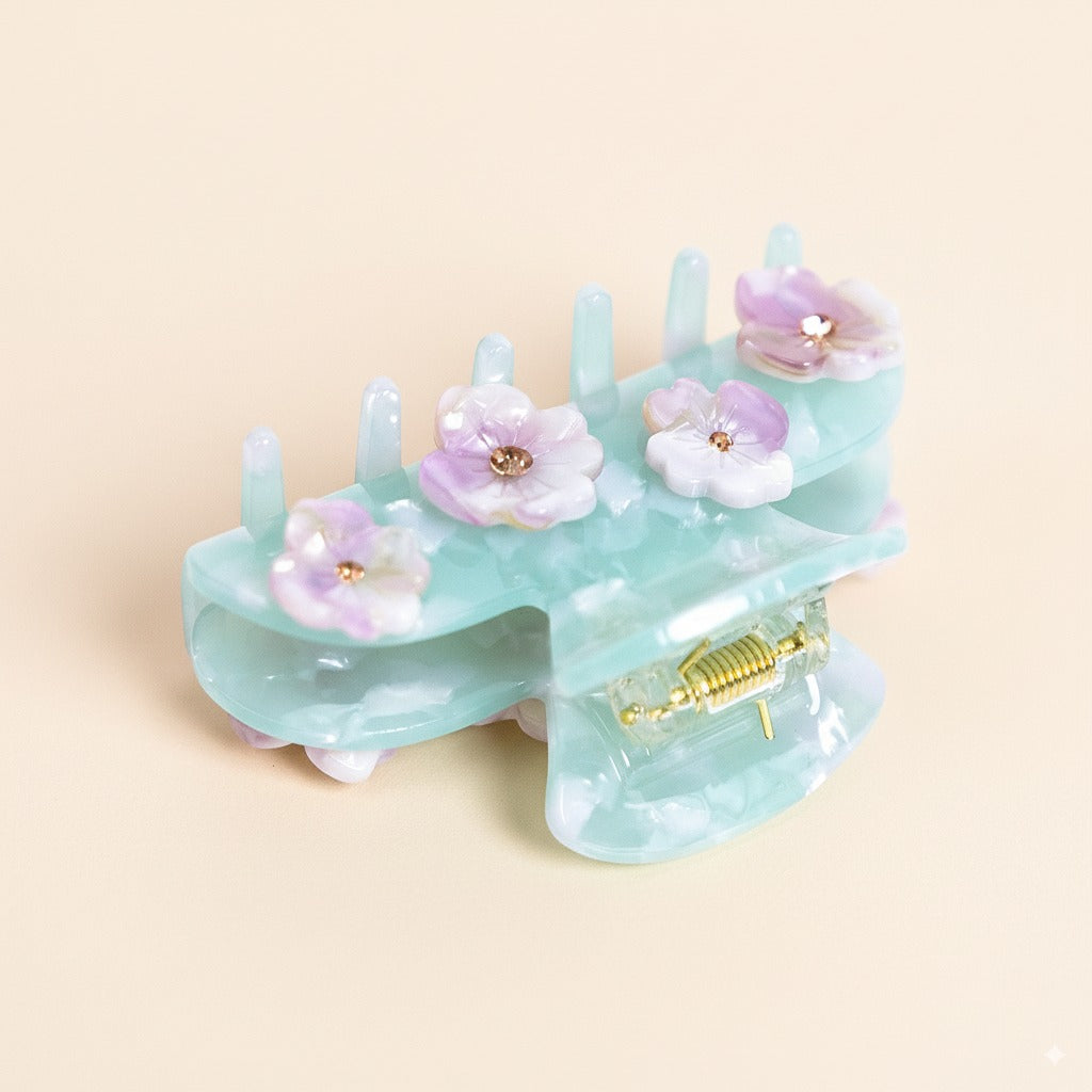 Blue Belle Hair Clip in Spring Rain