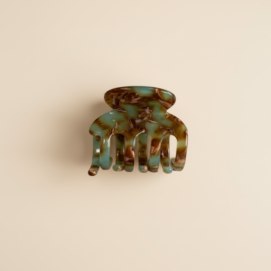 Blue brown Tiny Claw Hair Clip in Baltic Sea