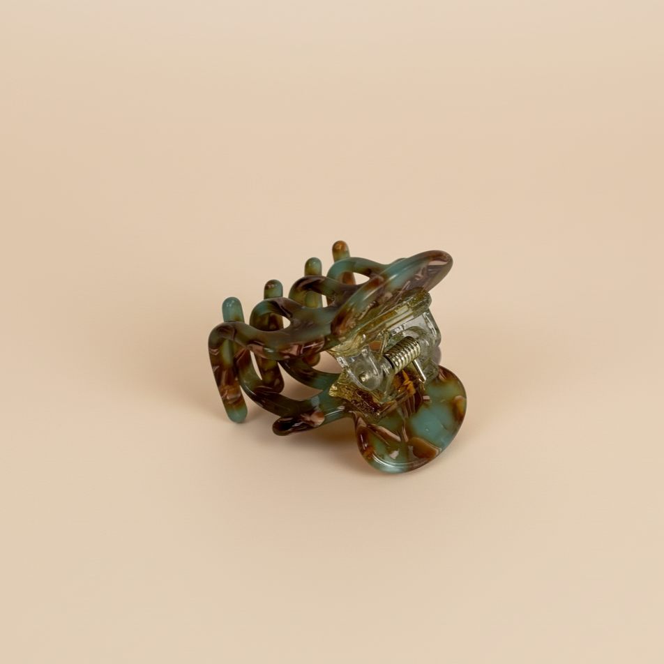 Blue brown Tiny Claw Hair Clip in Baltic Sea