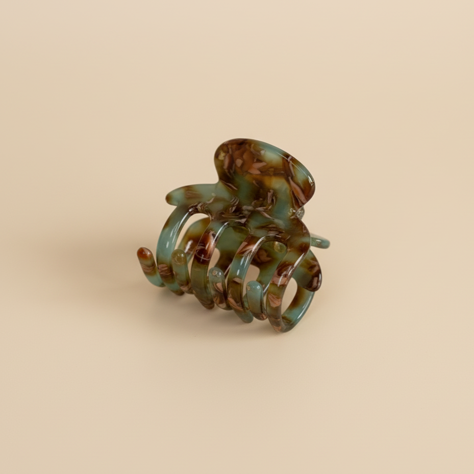 Blue brown Tiny Claw Hair Clip in Baltic Sea