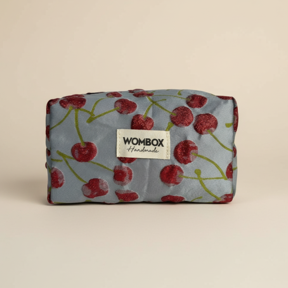 Blue red Beauty Pouch Blushing Cherry