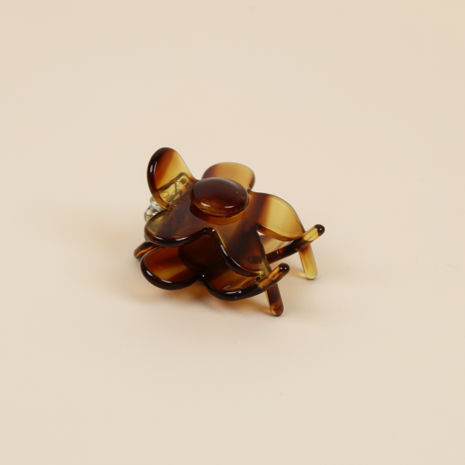 Brown Mini Flower Clip