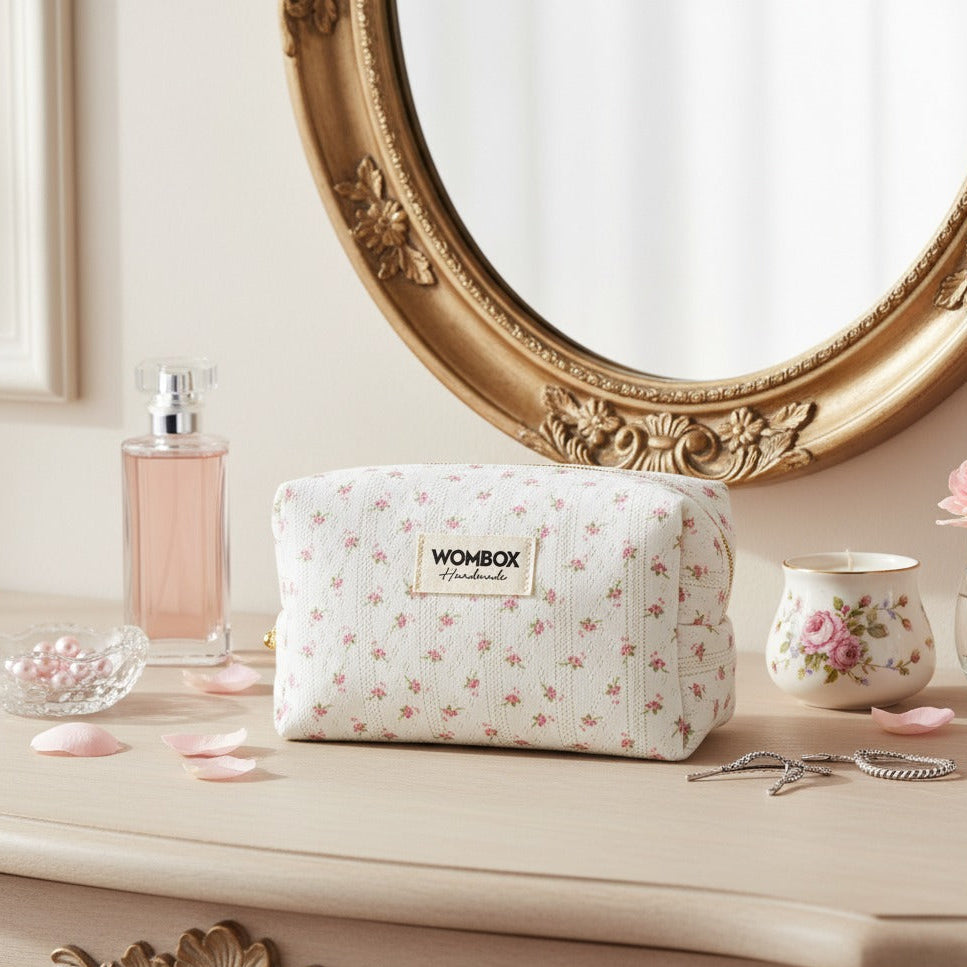 White Beauty Pouch Petite Floral