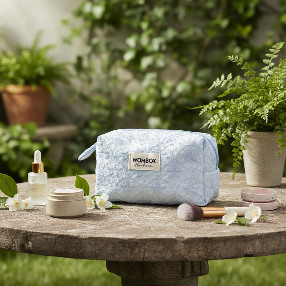 Blue Beauty Pouch in Azure Lace Dream
