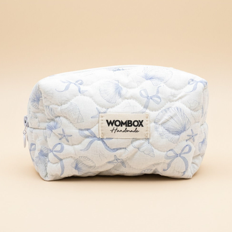 White blue Beauty Pouch Ocean Clams