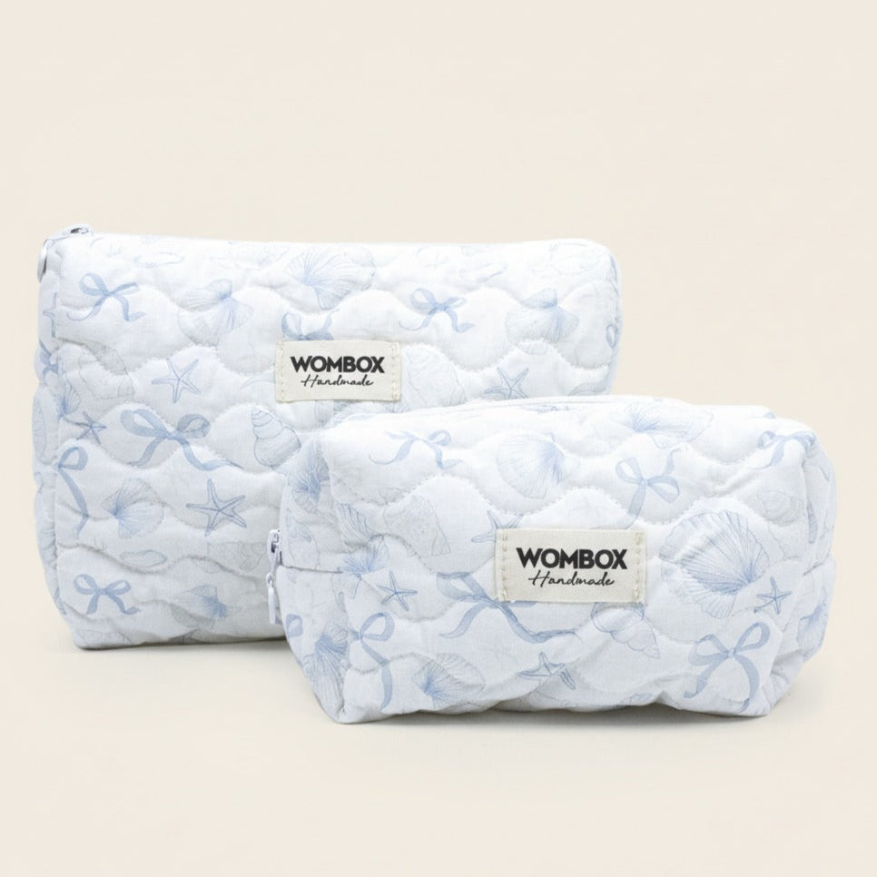 White blue Beauty Pouch Ocean Clams