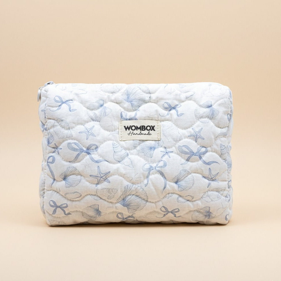 White blue Beauty Pouch Ocean Clams