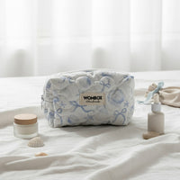 White blue Beauty Pouch Ocean Clams