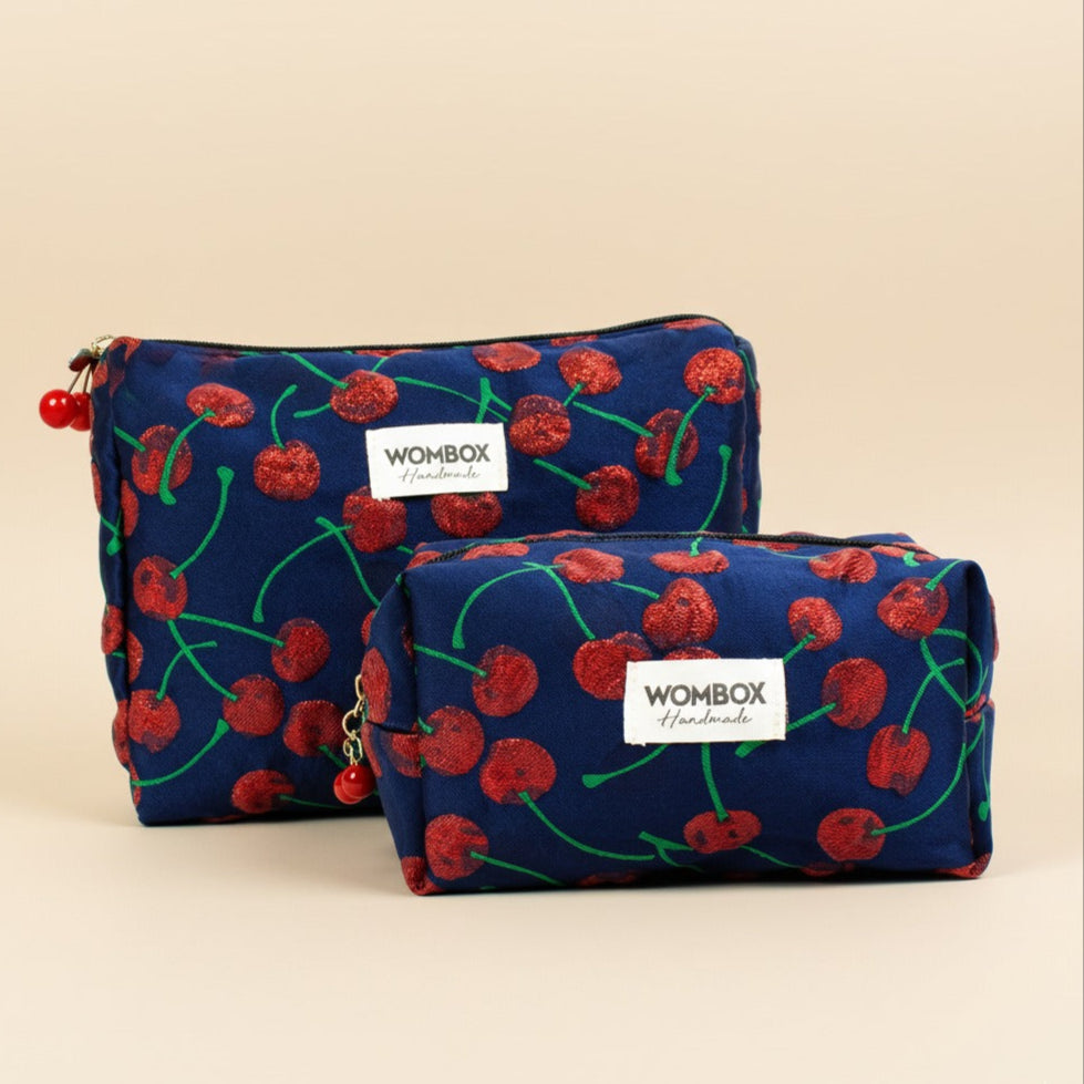 Blue red Beauty Pouch Rouge Cherry