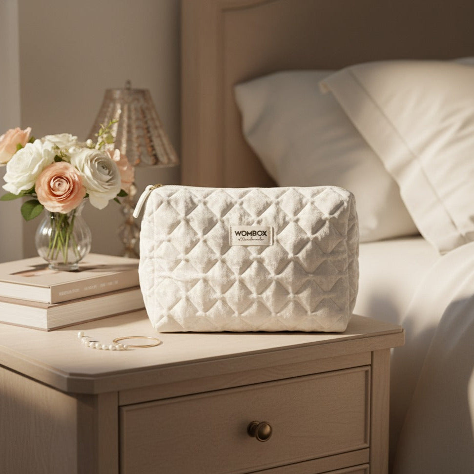 White Beauty Pouch Velvet Pearl