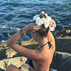 Beige Cloud Eyelet Scrunchie