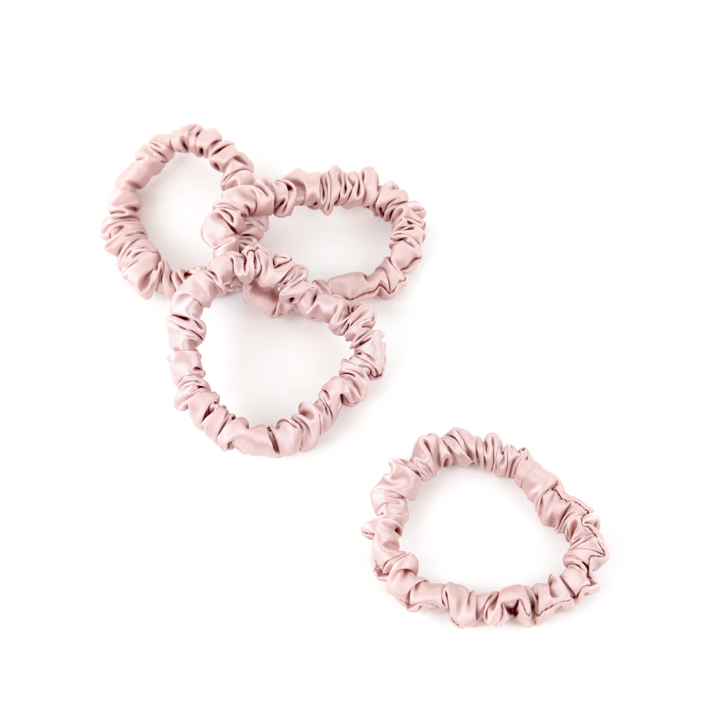 Skinny Silk Scrunchie in Macaron Strawberry