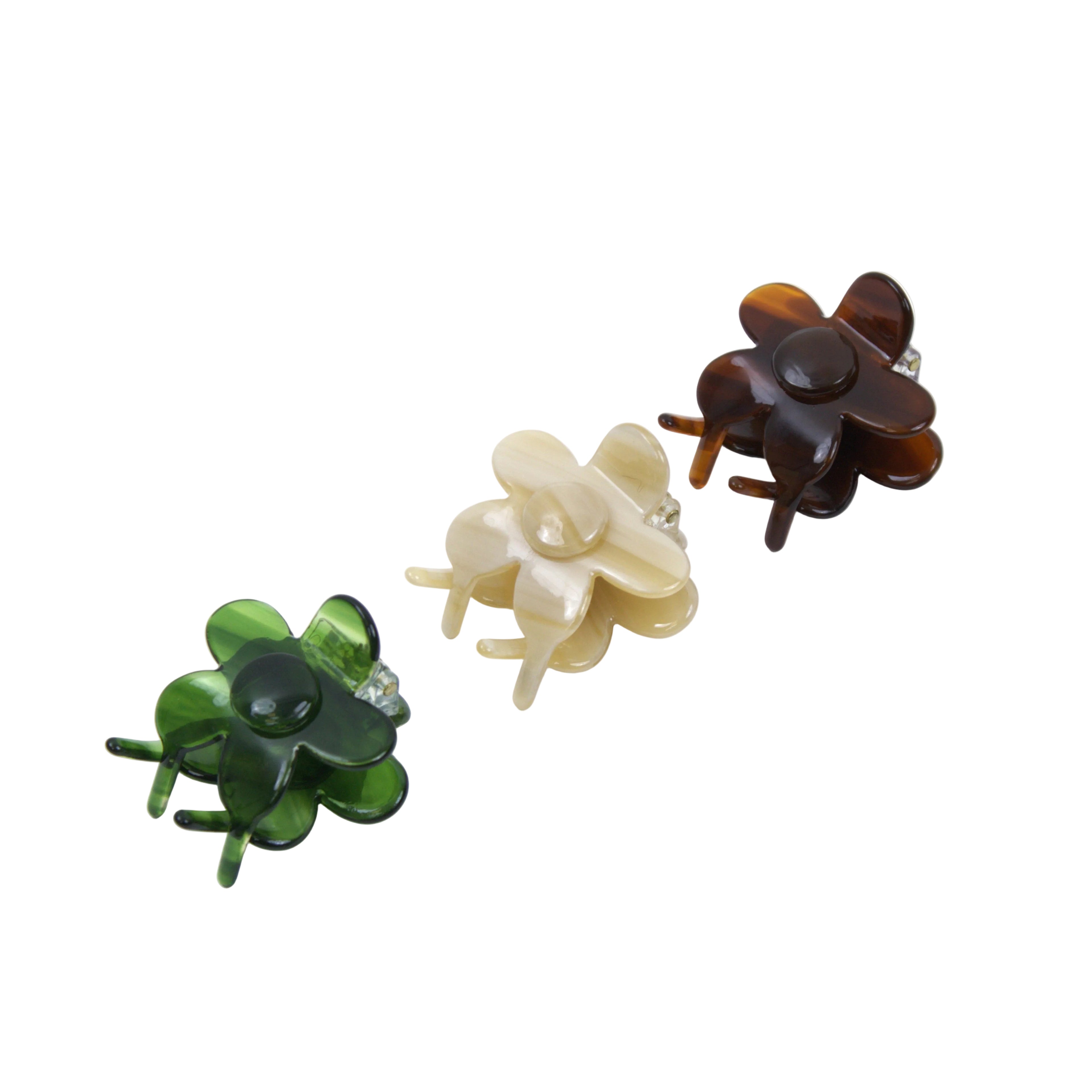 Mini Flower Claw Clip Set in Forest Blend