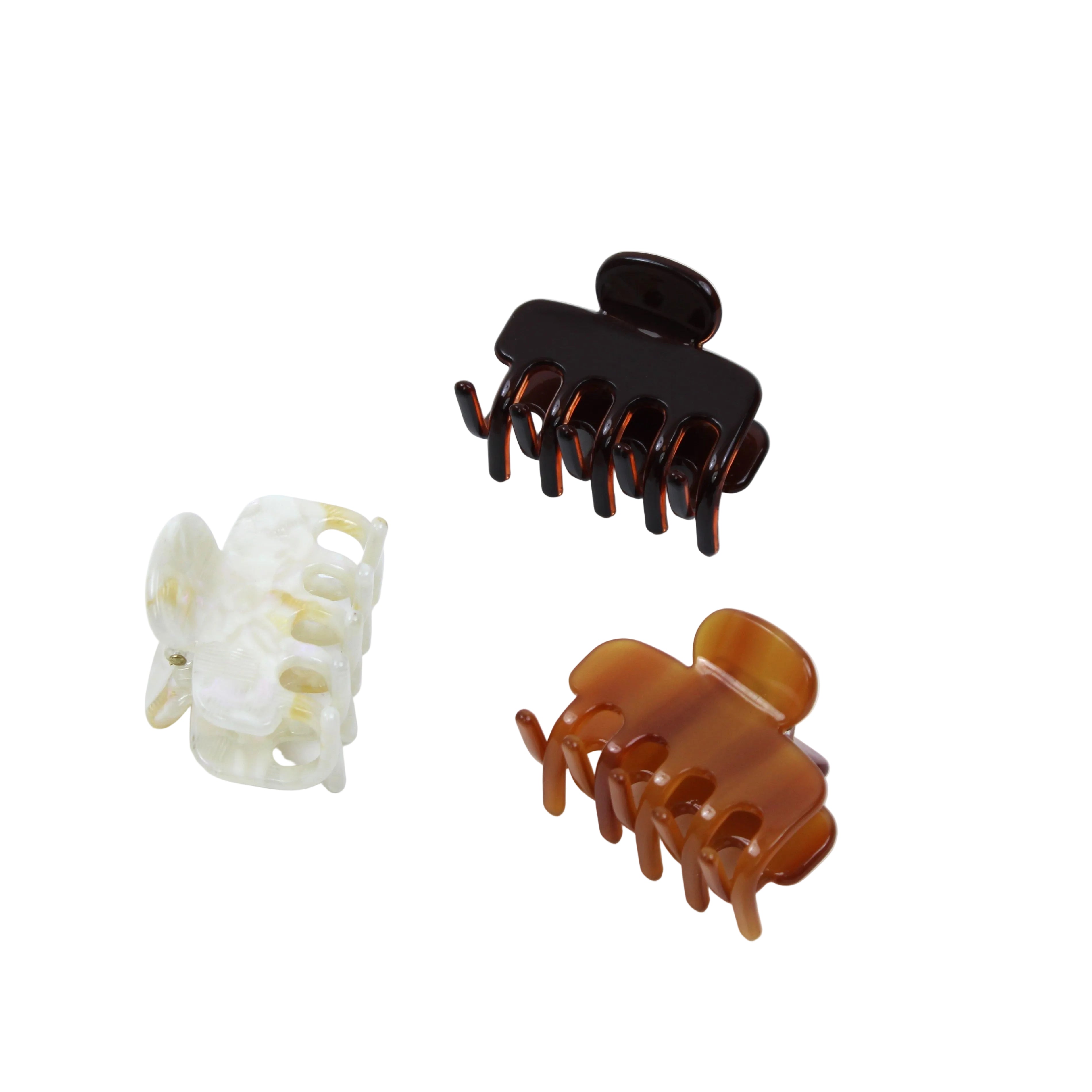 Tiny Claw Hair Clip Set in Warm Neutrals