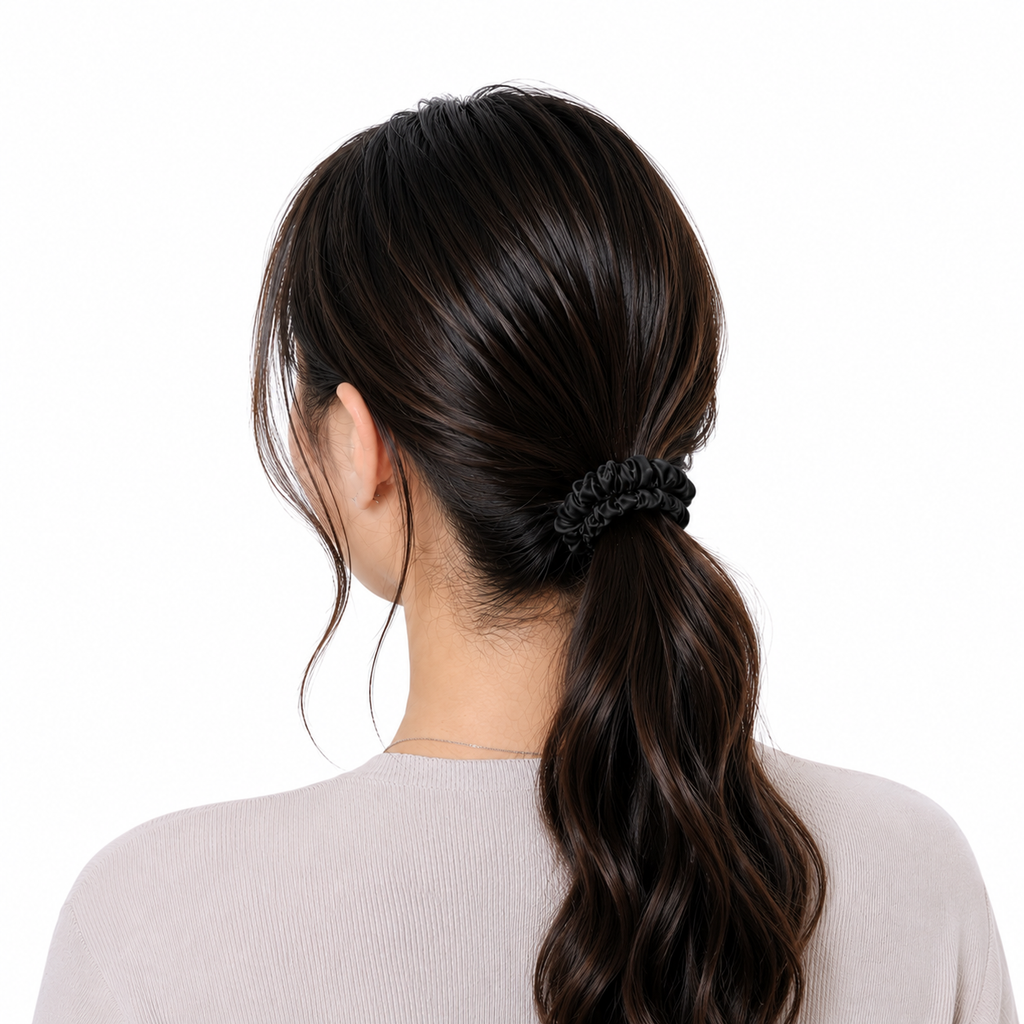 Skinny Silk Scrunchie in Noir