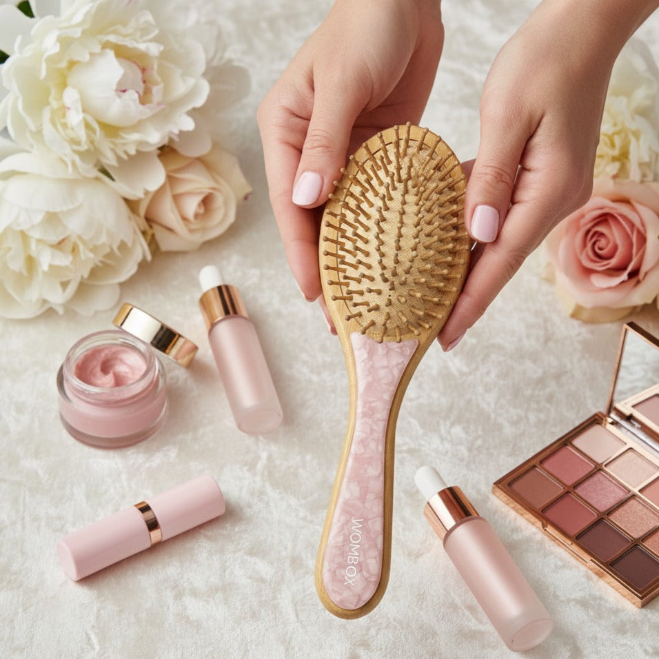 Pink Bamboo Paddle brush in Rosy Glow