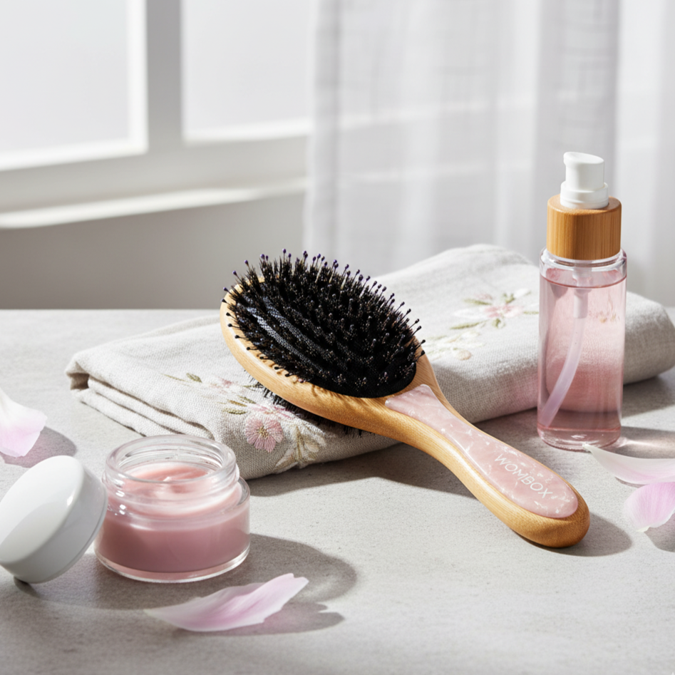 Pink Bamboo Paddle brush in Rosy Glow