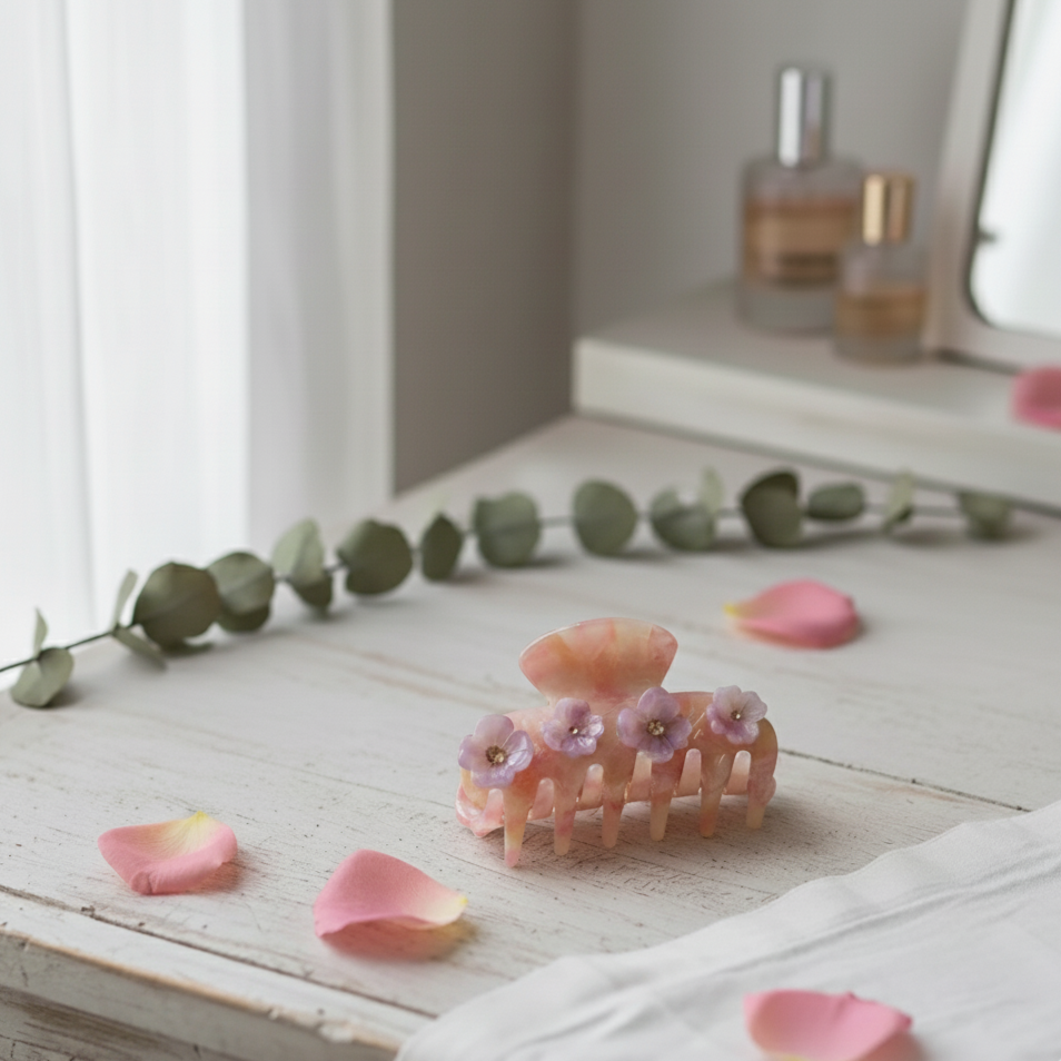 Pink Belle Hair Clip in Autumn Fall