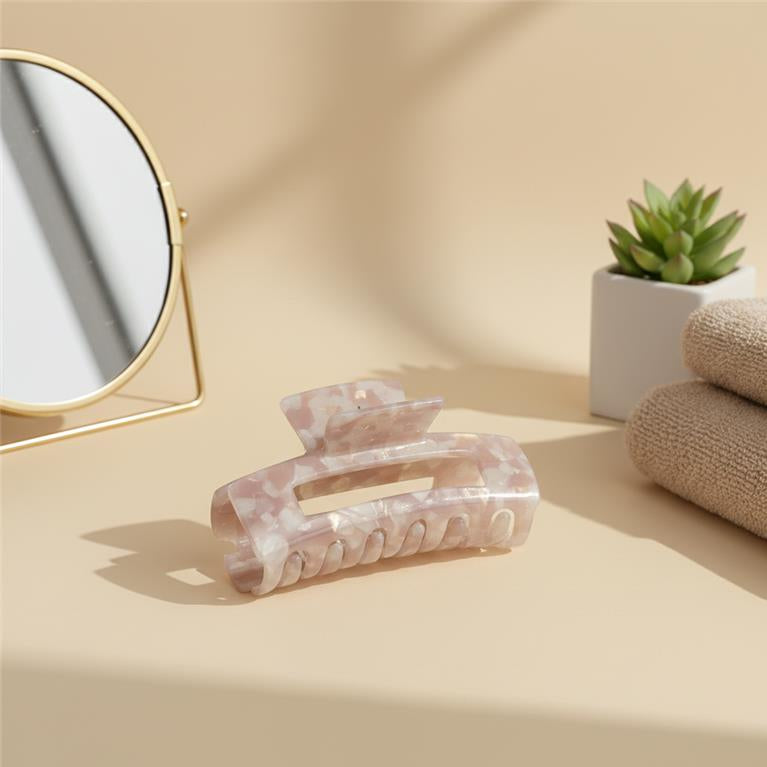 Pink Square Hair Clip in Blush Tortoise