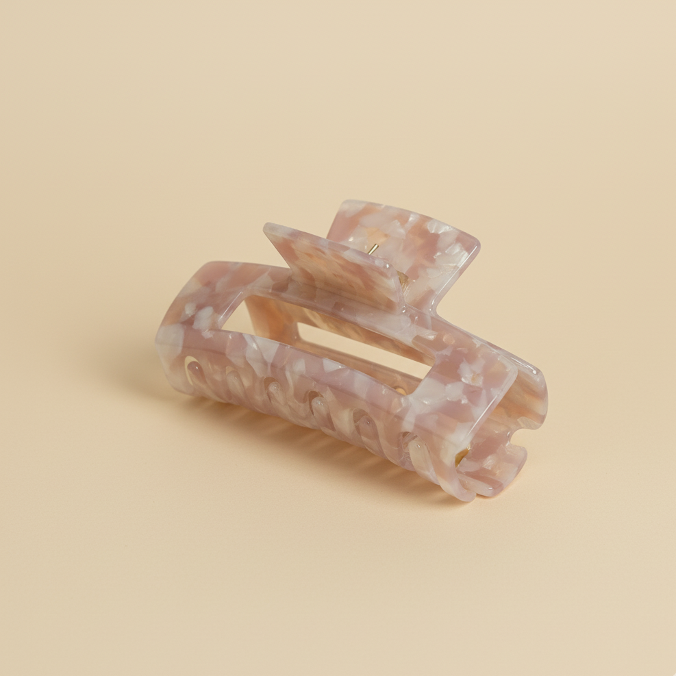 Pink Square Hair Clip in Blush Tortoise