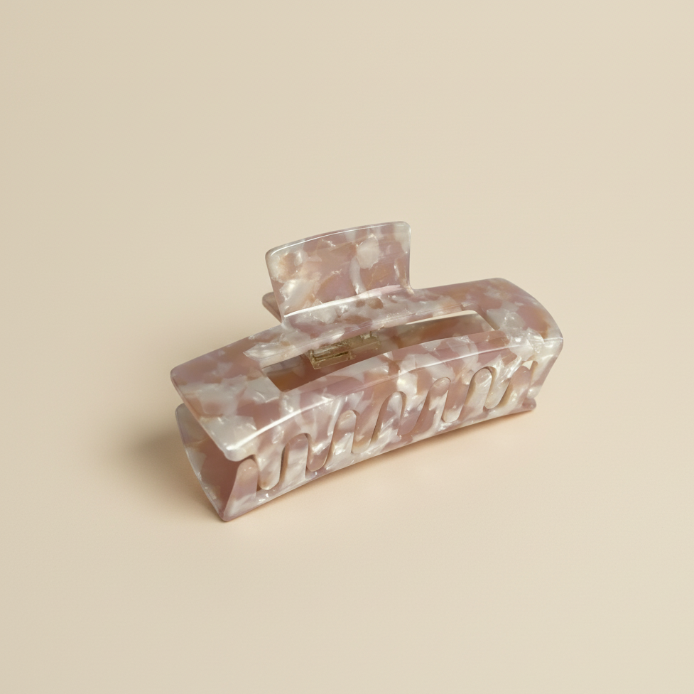 Pink Square Hair Clip in Blush Tortoise