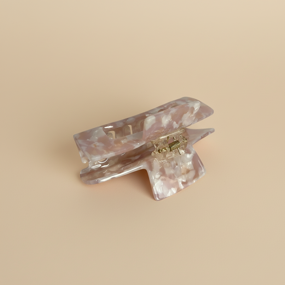 Pink Square Hair Clip in Blush Tortoise
