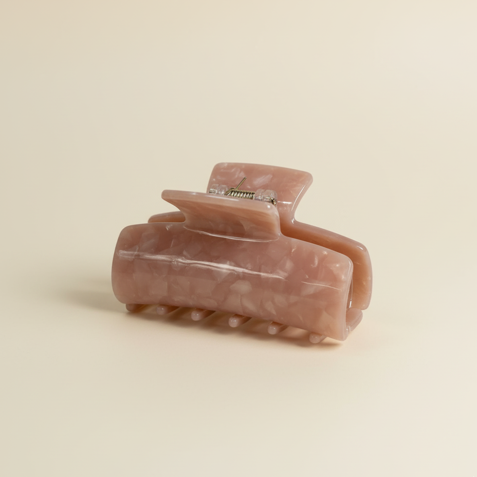Pink Square Hair Clip in Rosy Glow