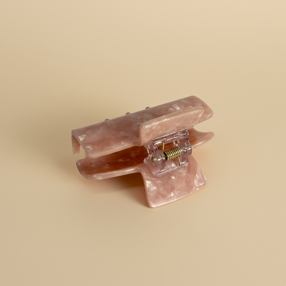Pink Square Hair Clip in Rosy Glow