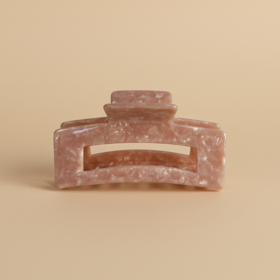 Pink Square Hair Clip in Rosy Glow