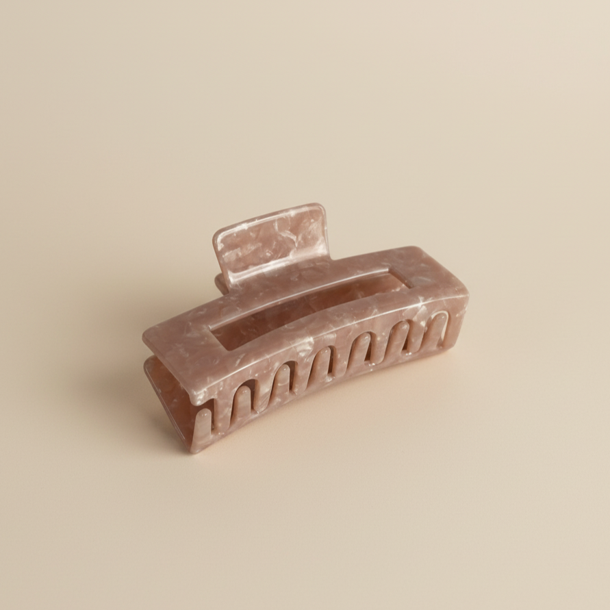 Pink Square Hair Clip in Rosy Glow
