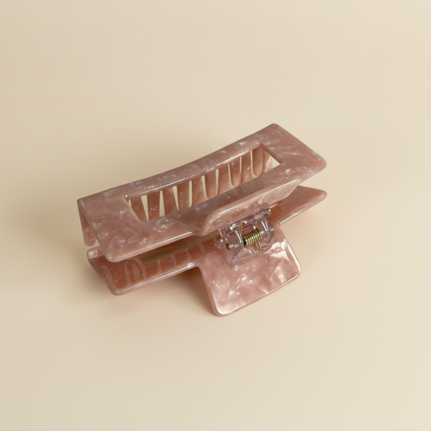 Pink Square Hair Clip in Rosy Glow
