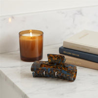 Blue brown Square Hair Clip in Burnt Caramel
